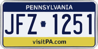 PA license plate JFZ1251