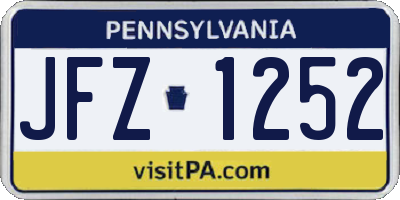 PA license plate JFZ1252