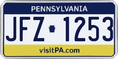 PA license plate JFZ1253