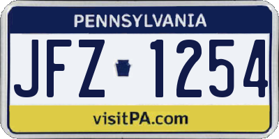 PA license plate JFZ1254