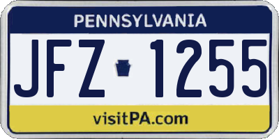 PA license plate JFZ1255