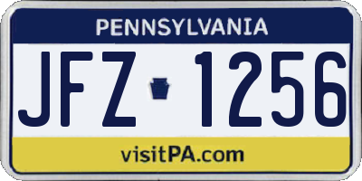 PA license plate JFZ1256