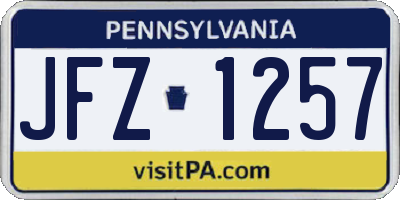 PA license plate JFZ1257
