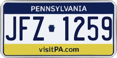 PA license plate JFZ1259