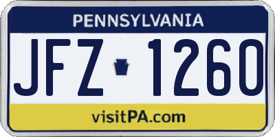 PA license plate JFZ1260