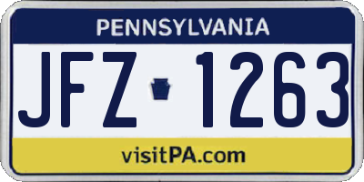 PA license plate JFZ1263
