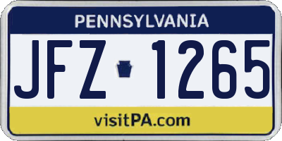 PA license plate JFZ1265