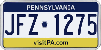 PA license plate JFZ1275