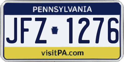 PA license plate JFZ1276