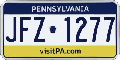 PA license plate JFZ1277