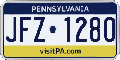 PA license plate JFZ1280
