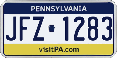 PA license plate JFZ1283
