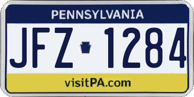 PA license plate JFZ1284