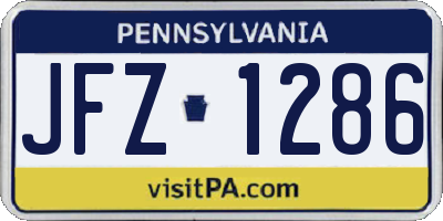 PA license plate JFZ1286