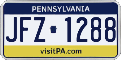 PA license plate JFZ1288