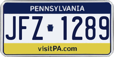 PA license plate JFZ1289