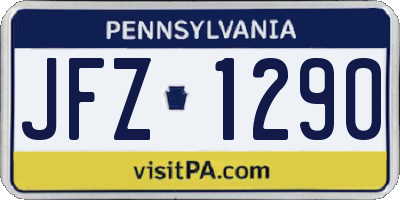 PA license plate JFZ1290