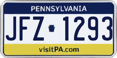 PA license plate JFZ1293