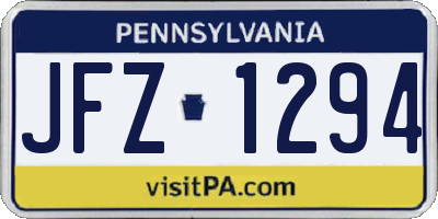 PA license plate JFZ1294