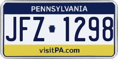 PA license plate JFZ1298