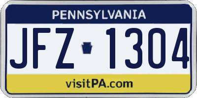 PA license plate JFZ1304