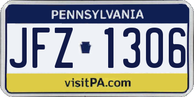PA license plate JFZ1306