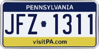 PA license plate JFZ1311