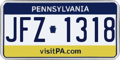 PA license plate JFZ1318