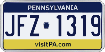 PA license plate JFZ1319
