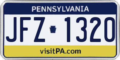 PA license plate JFZ1320