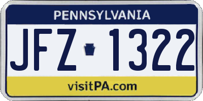 PA license plate JFZ1322