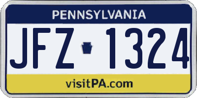 PA license plate JFZ1324