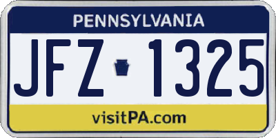 PA license plate JFZ1325