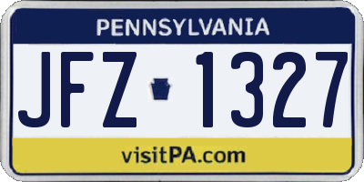 PA license plate JFZ1327