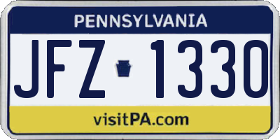 PA license plate JFZ1330