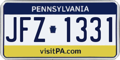 PA license plate JFZ1331