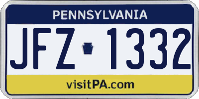 PA license plate JFZ1332