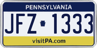 PA license plate JFZ1333