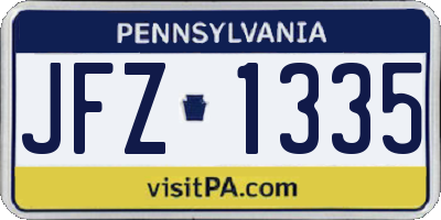 PA license plate JFZ1335