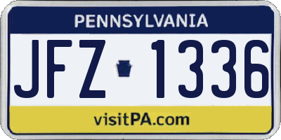 PA license plate JFZ1336