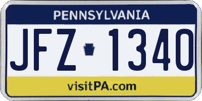 PA license plate JFZ1340