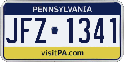 PA license plate JFZ1341