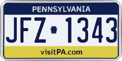 PA license plate JFZ1343