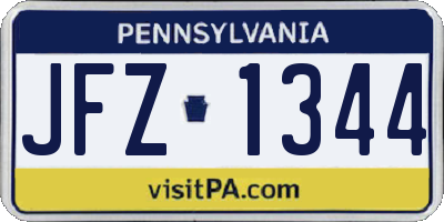 PA license plate JFZ1344