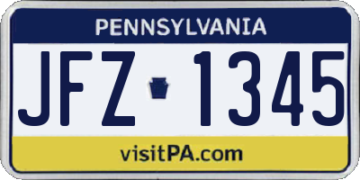 PA license plate JFZ1345