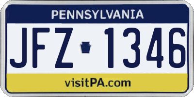 PA license plate JFZ1346