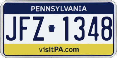 PA license plate JFZ1348