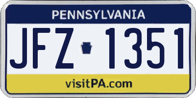 PA license plate JFZ1351