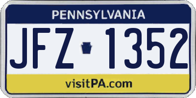 PA license plate JFZ1352