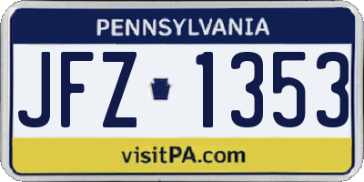 PA license plate JFZ1353